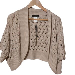 Marisa Christina Blush Pink/ Tan Shrug Cardigan 3x
